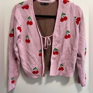 Pink Cherry Print Cardigan 🍒 Women’s XL